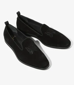 Papillon Emb. Slip-on - Black - Suede