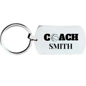 Personalized Engraved Basketball Coach Keychain