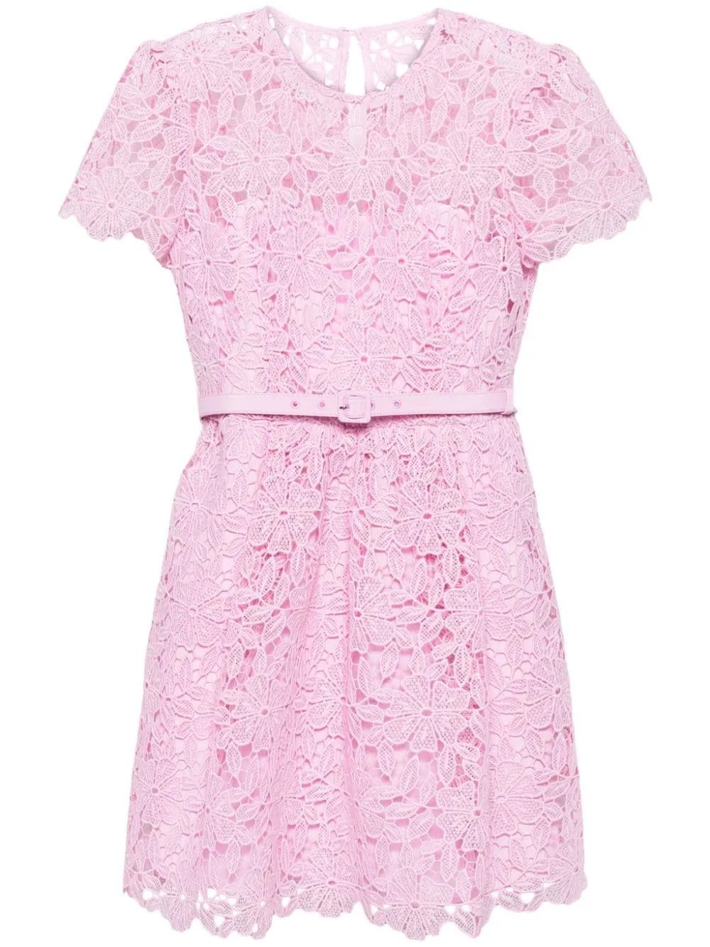 Pink Guipure Lace Mini Dress