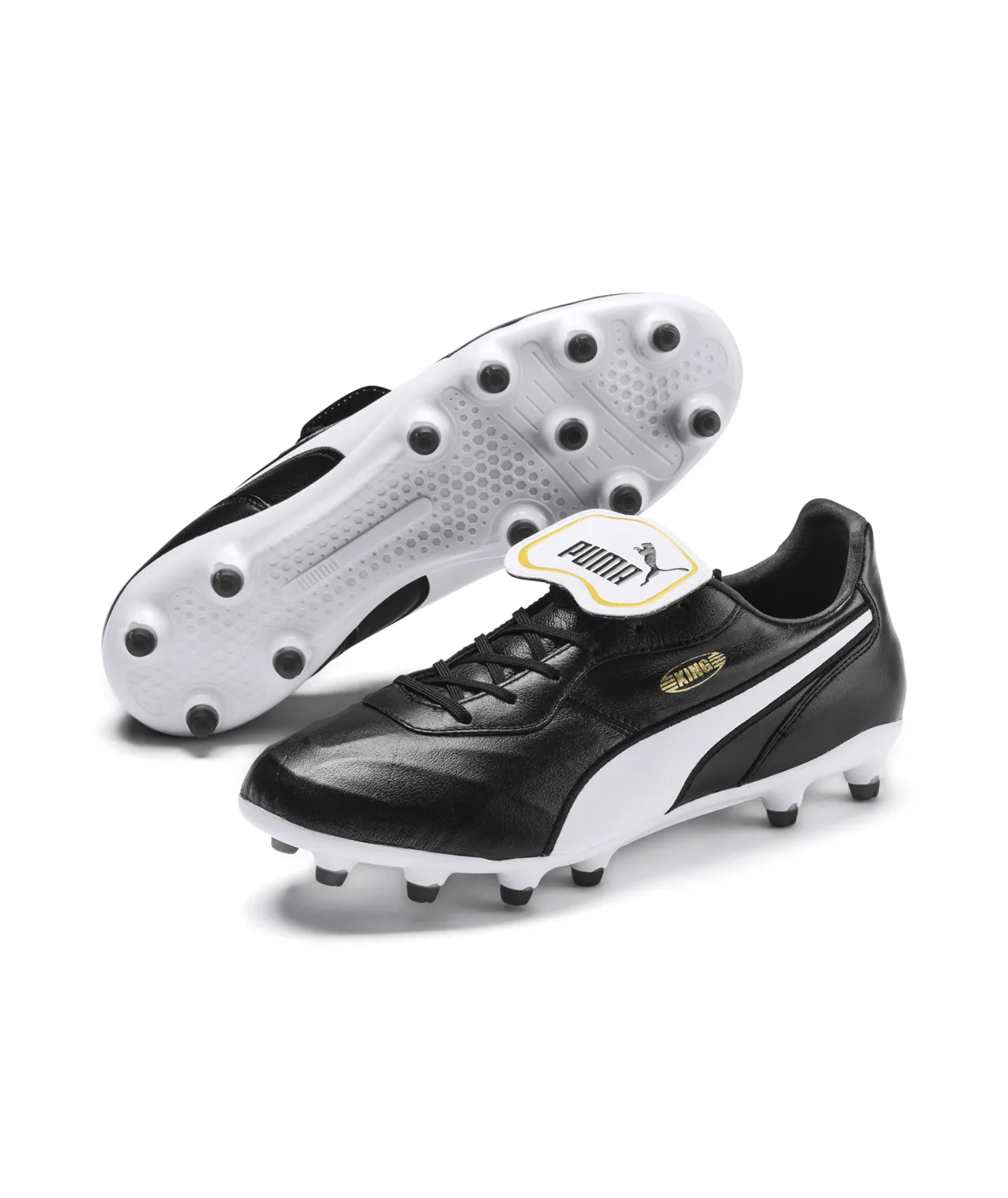 PUMA KING TOP Firm Ground SOCCER CLEATS - 105607 BLACK/WHITE