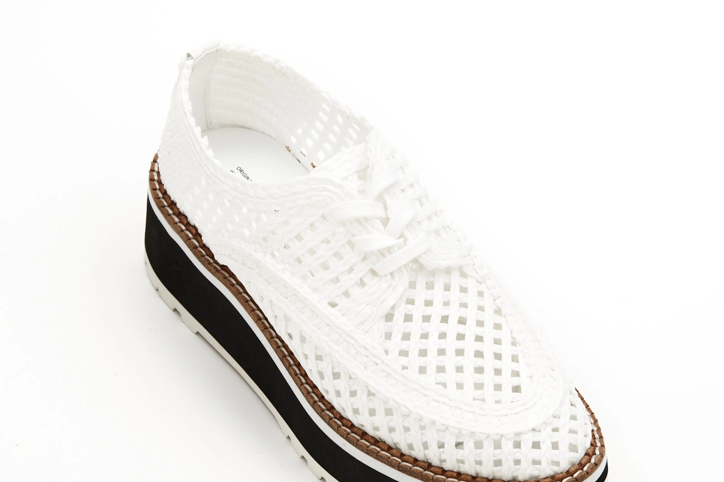 Raffia Platform Sneakers - White