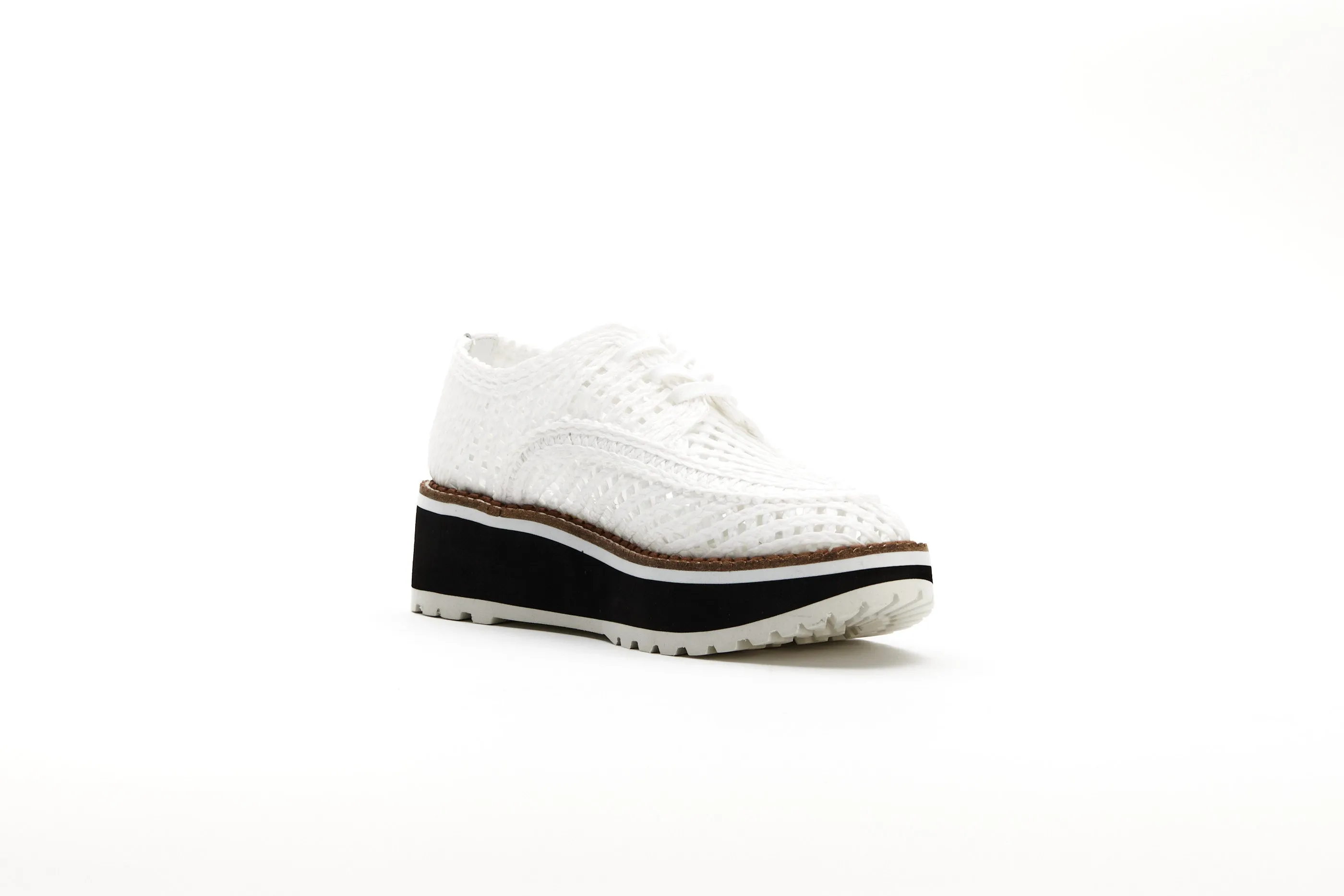 Raffia Platform Sneakers - White