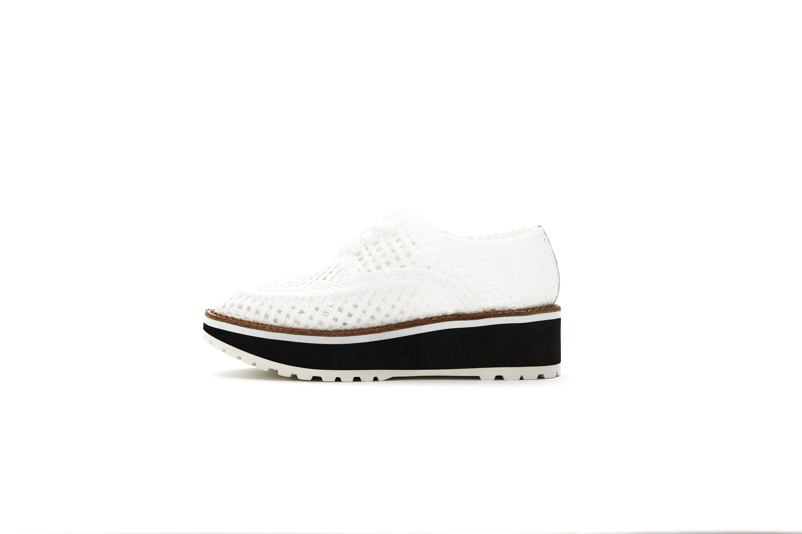 Raffia Platform Sneakers - White