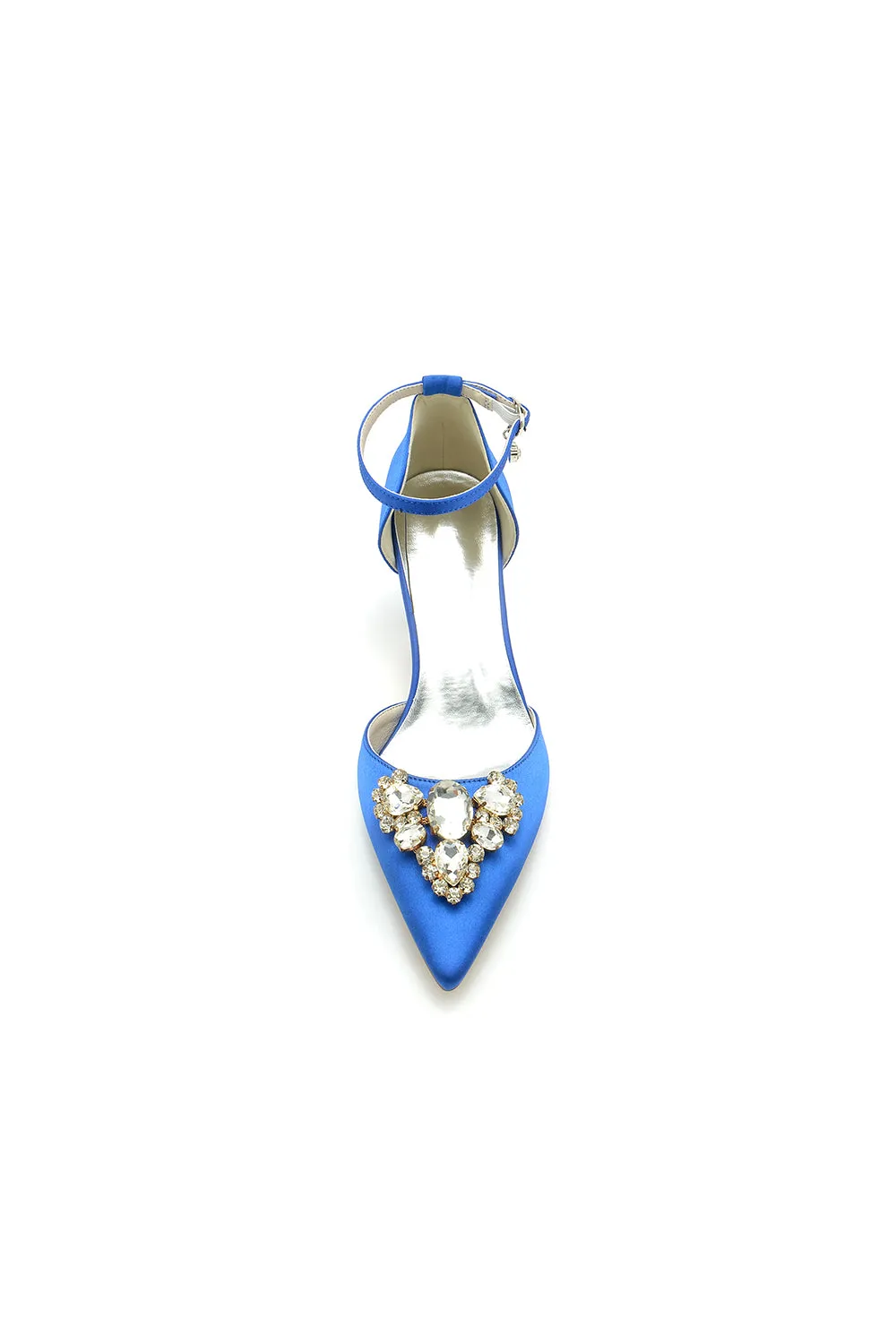 Rhinestone Pointed Toe Kitten Heels With Rhinestone