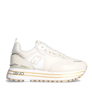 Scarpe Donna LIU JO Maxi Wonder 01 Sneakers Platform in Pelle color Latte