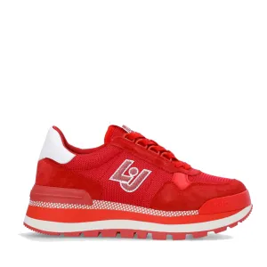 Scarpe Donna LIU JO Sneakers Amazing 16 in Suede e Brighty Mesh Rosso