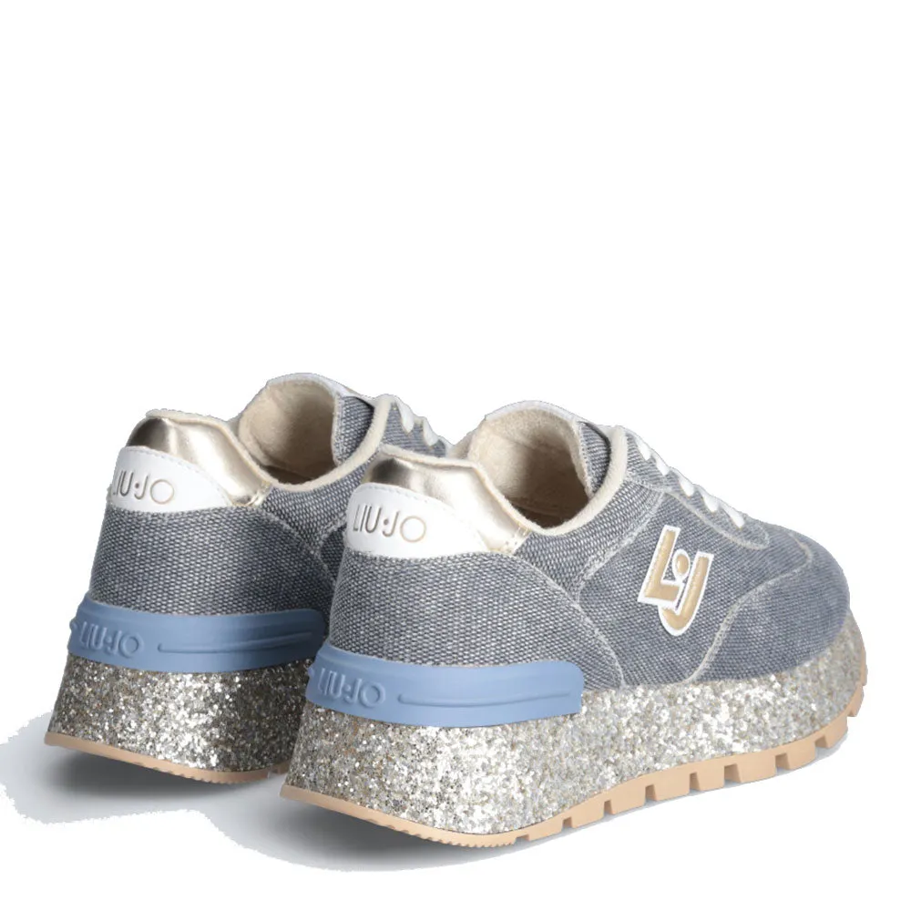 Scarpe Donna LIU JO Sneakers Platform Amazing 27 in Denim Lurex®