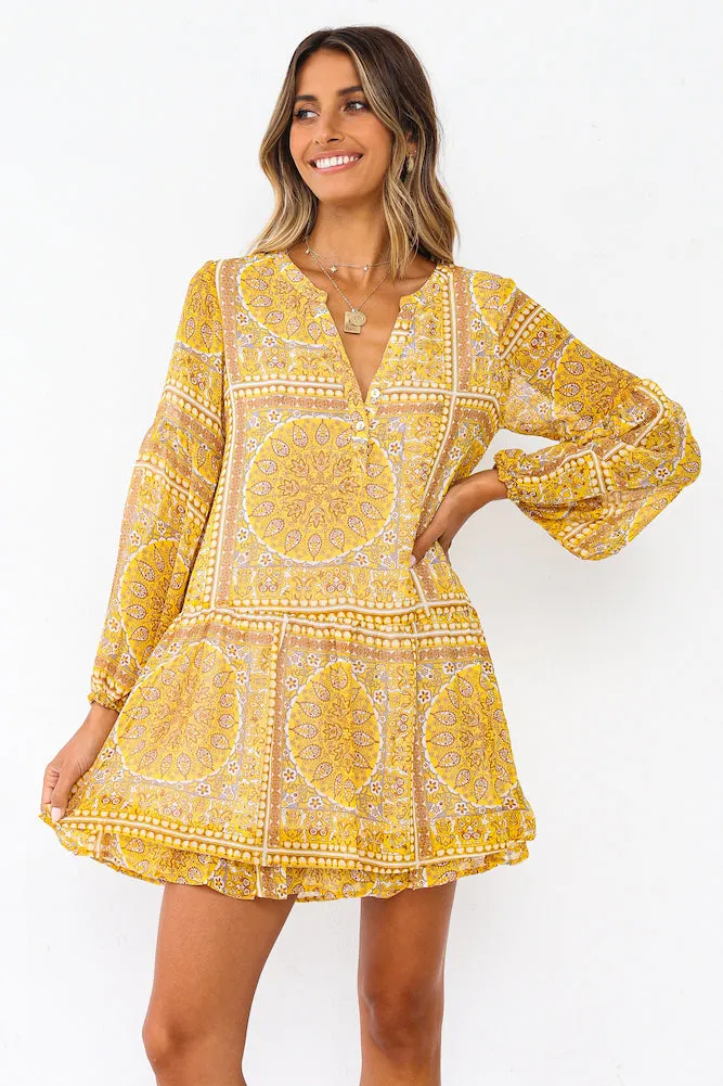 Smile From Ear To Ear Dress Yellow