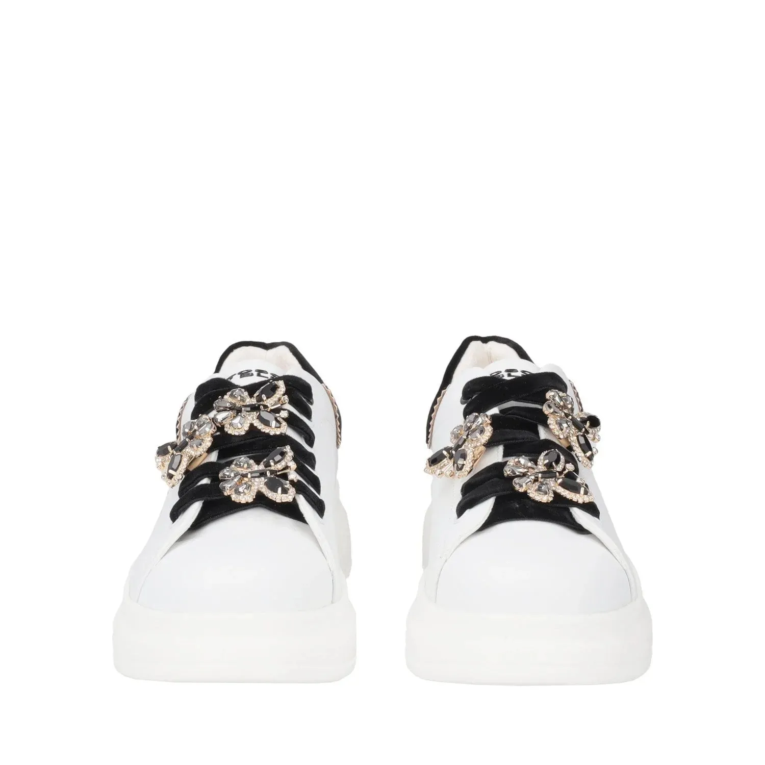 SNEAKER JULIETTE CON FARFALLE STRASSATE COLORE BIANCO/NERO