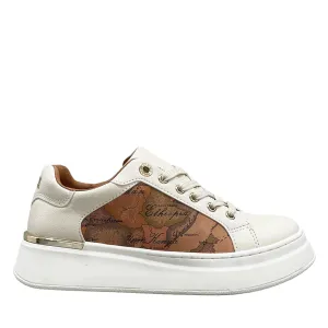 Sneakers Platform 1A Classe Alviero Martini Bianco con Inserti Geo Beige 1980