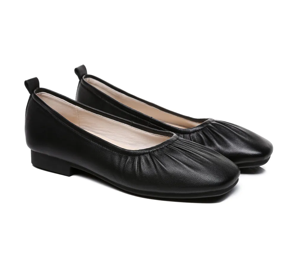 Square Toe Leather Ballet Flats Women Devora