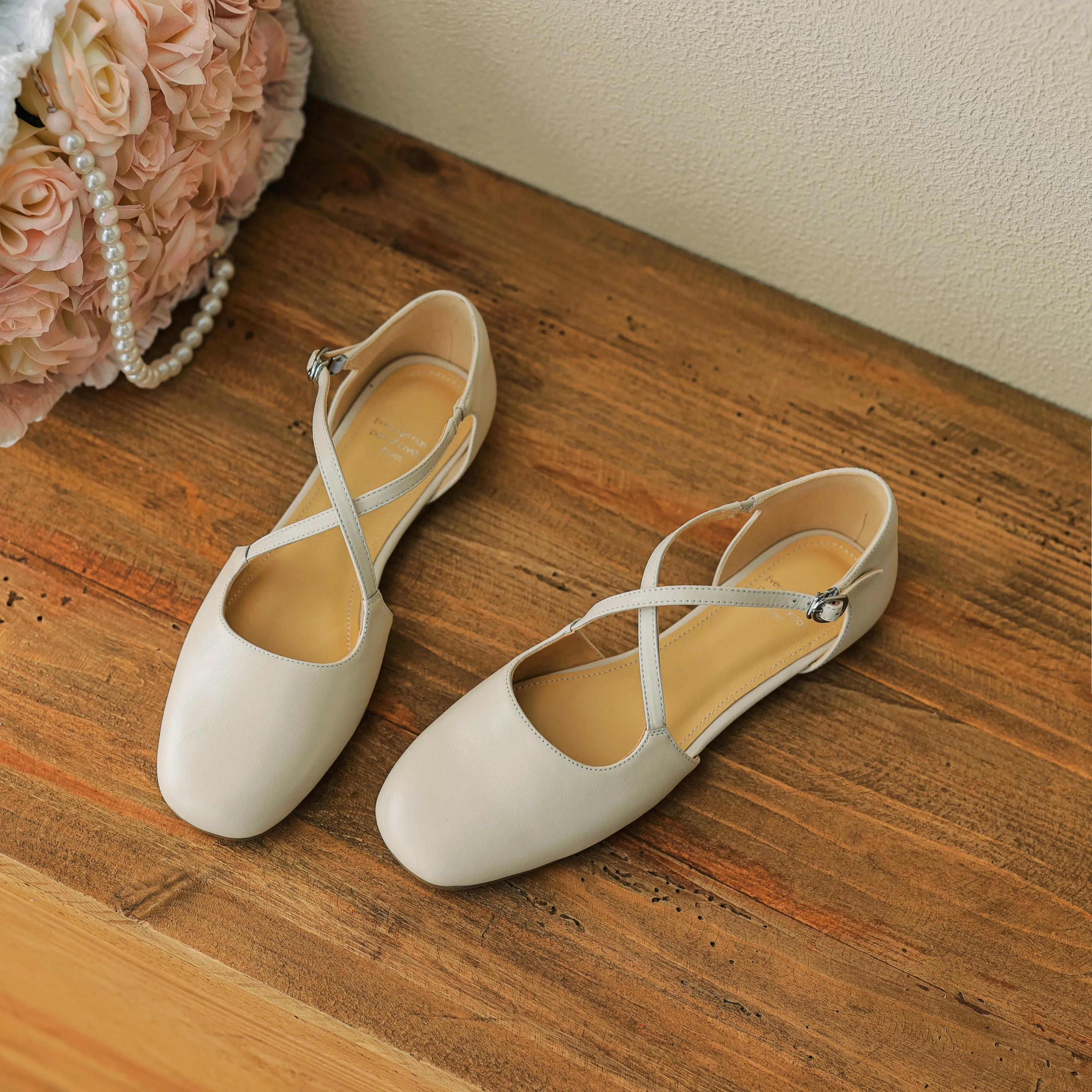 Summer Handmade Cross Strap Ballet Flats