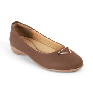 tresmode CHEVIZ Women's Ballerina Shoes Footwear Brown, 3 UK / 36 EU - Almond Toe Ladies Ballet Flats Formal Casual Comfortable Wear