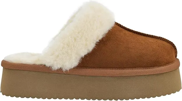 VERY G Faux Fur Lined Platform Slippers- SALE ITEM