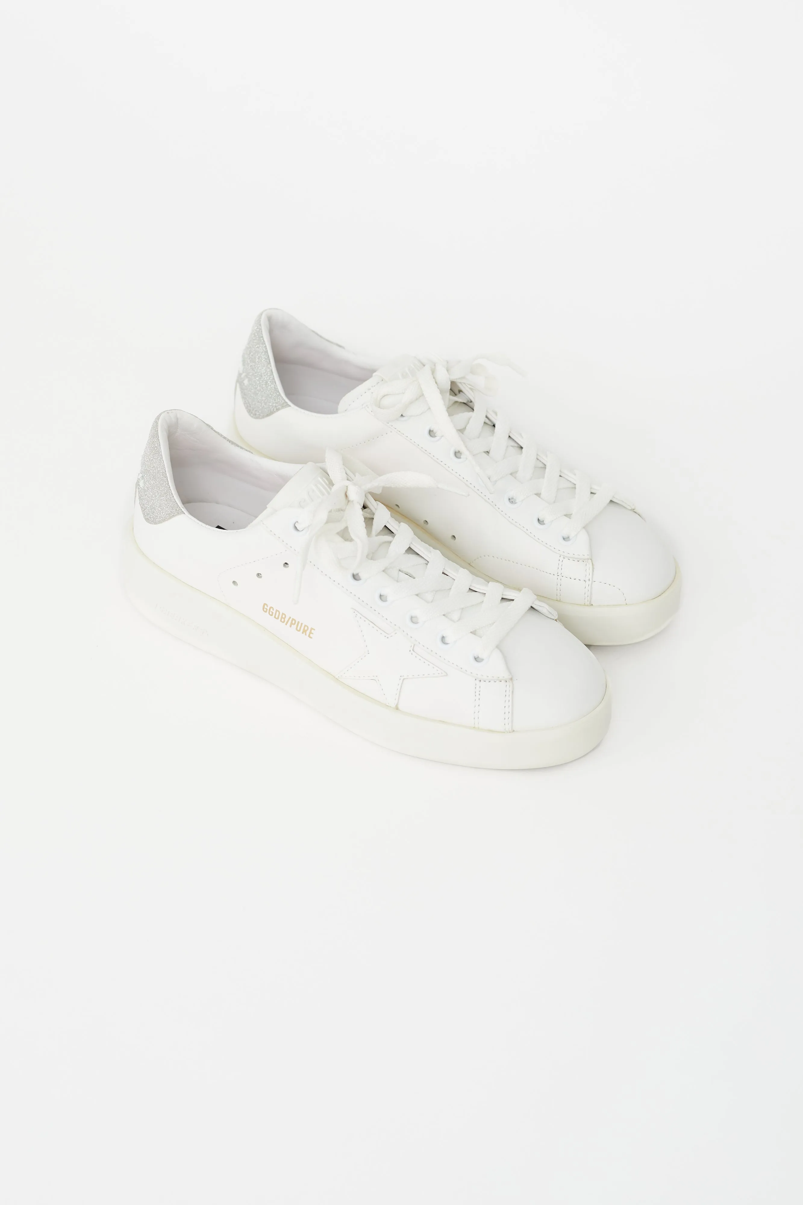 White Leather & Silver Glitter Pure Star Sneaker