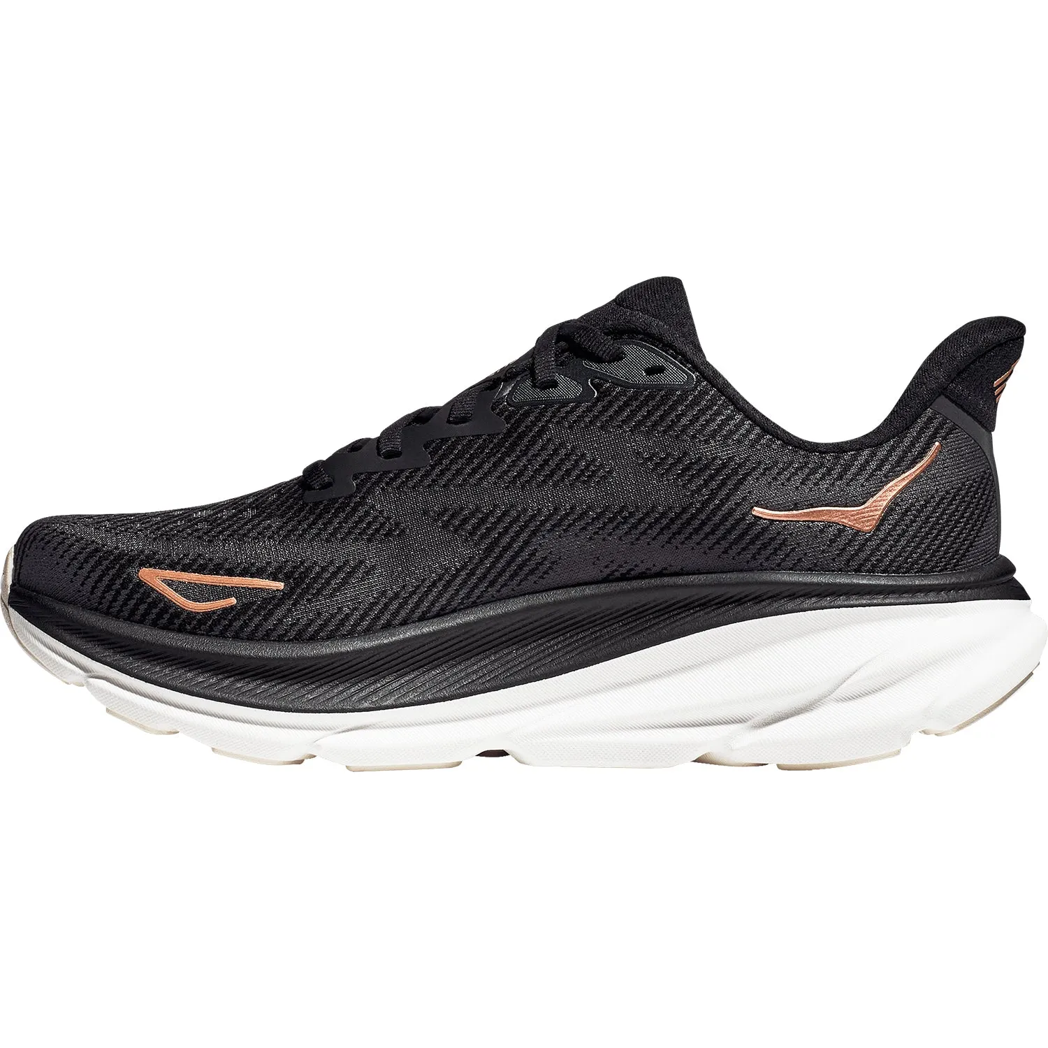 Women's Hoka Clifton 9 Black/Rose Gold Mesh